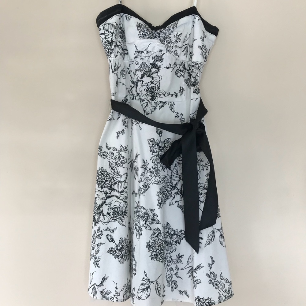 Black and white floral dress with spaghetti straps